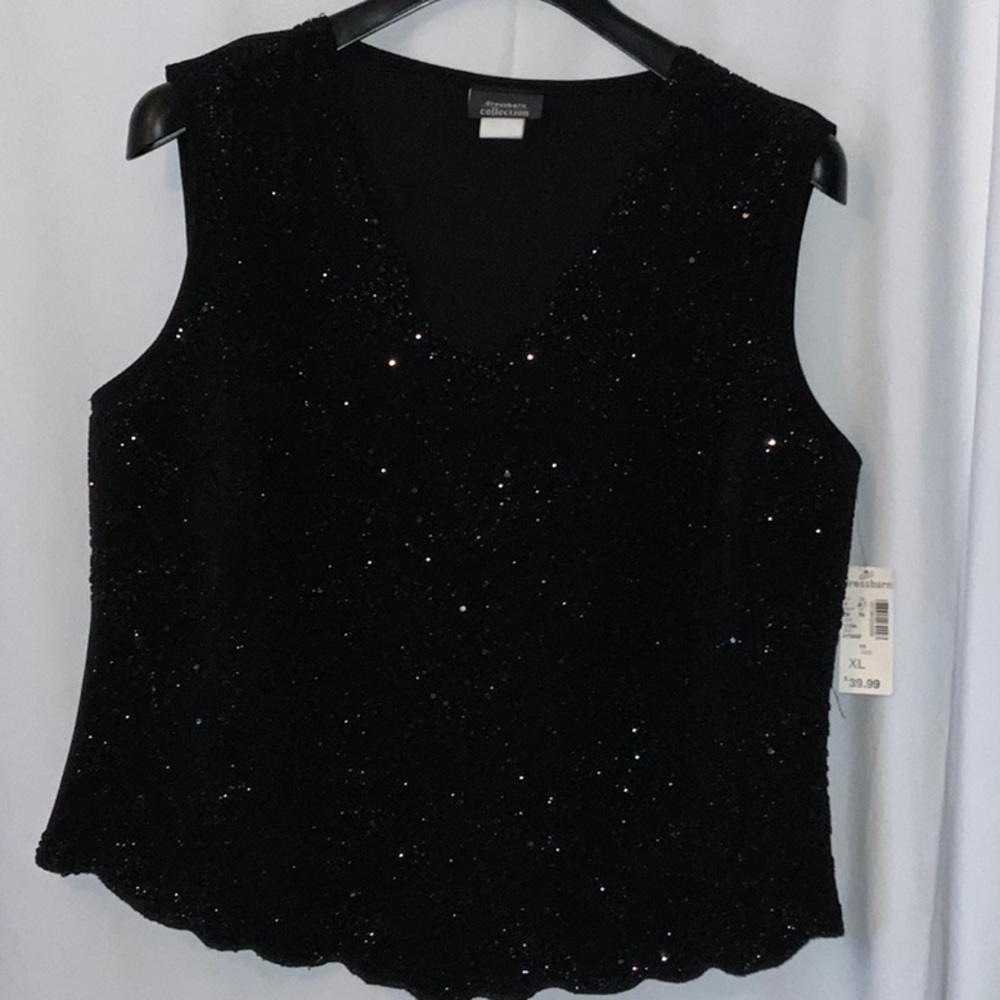 Sleeveless Black Beaded XL formal top NWT